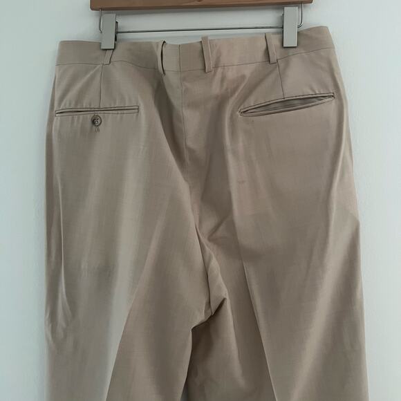 Holland & Sherry Bespoke Pleated Pants Dress Trousers Tan Size 38" JL - Picture 6 of 9